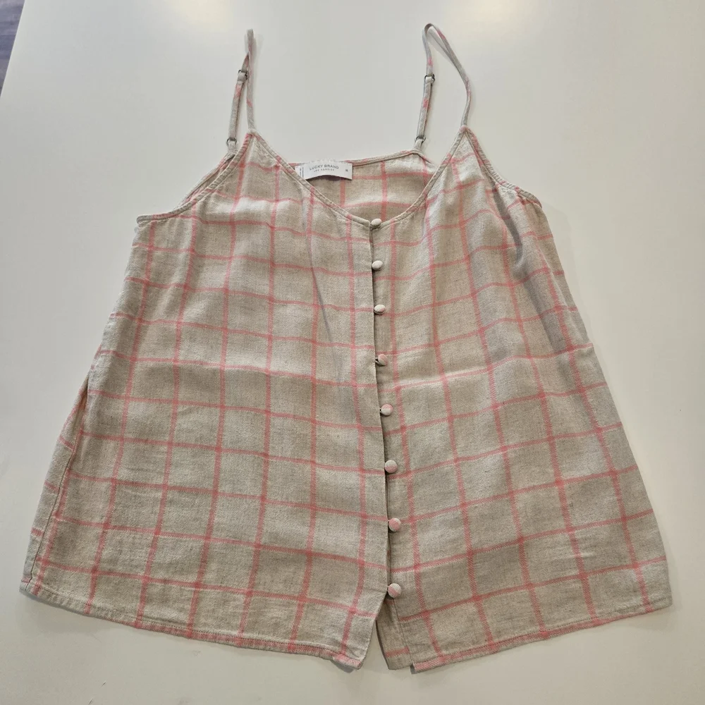 Lucky Brand Pink and Cream Plaid Tank Top - Picture 2 of 6